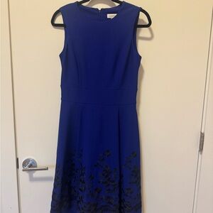 Calvin Klein Blue and Black Embellished Midi Dress
